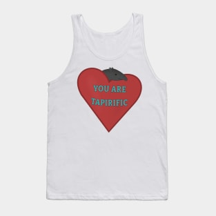 Cute Malayan Tapir Red Heart "You Are Tapirific" Tank Top